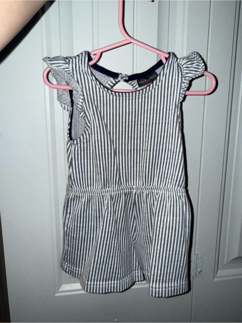 Vince Camuto Girls' Black & White Striped Sleeveless Romper